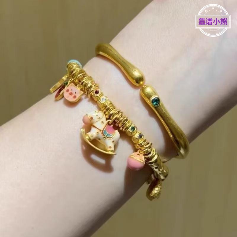 古法金色珐琅木马盘缠手链女新款