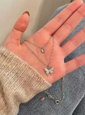 店铺热销渐变爱心项链女学生