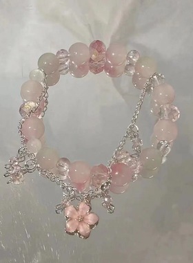 春日来信桃花流苏手链小众设计