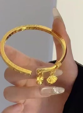 中式国潮吉言镯子新款百搭开口