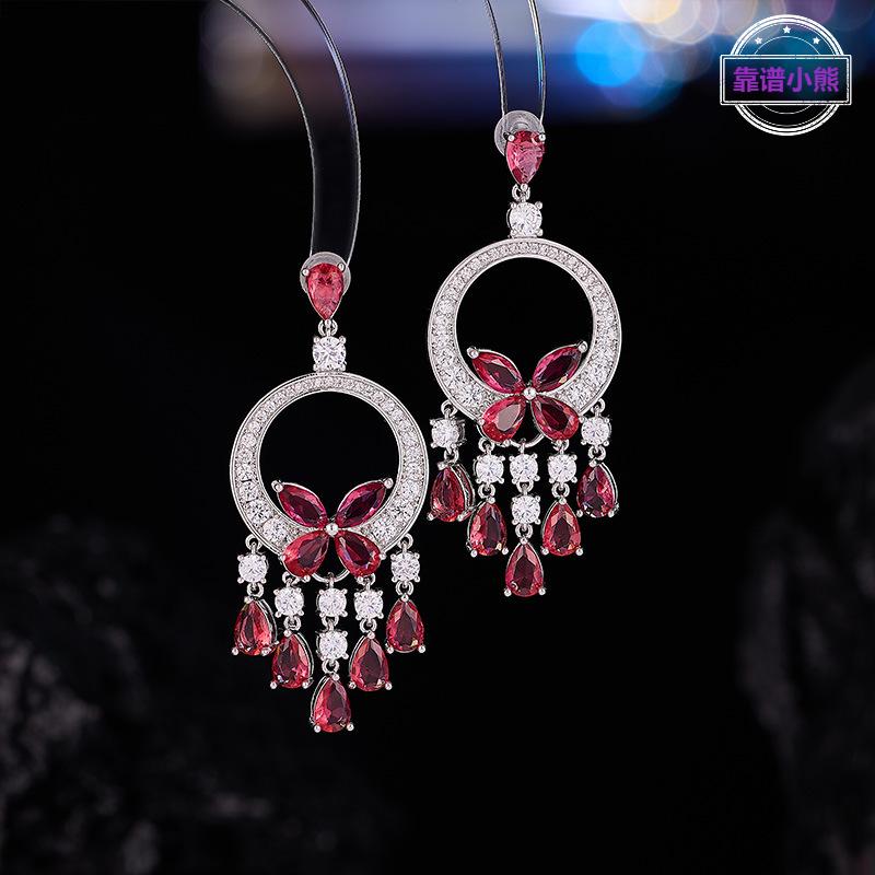 爆款高级感微镶锆石绿流苏重工