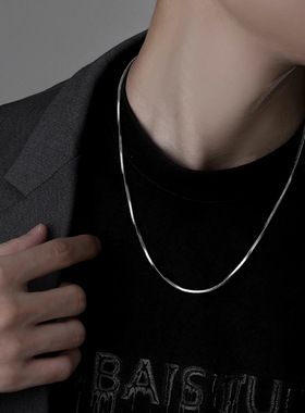 钛钢方蛇链项链男轻奢小众高级感方形蛇骨链男士高级链子锁骨链女