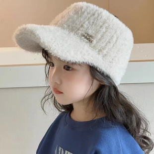 儿童帽子秋冬季韩版时尚空顶帽加厚毛绒男女童保暖防风防寒棒球帽