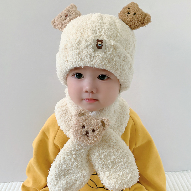 宝宝冬季帽子可爱围巾两件套