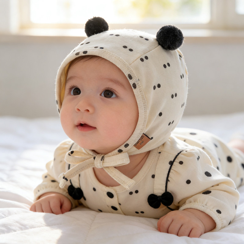 婴儿帽子春秋季薄款可爱包脸帽韩系男女宝宝外出防风护耳新生儿潮