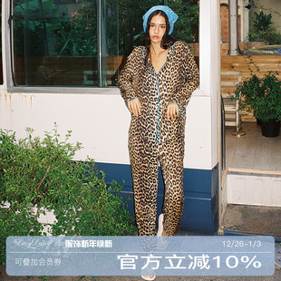 睡衣套装 Sissi系列花边撞色波浪边豹纹天丝绵柔长袖 女 Daisy Lazy