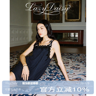 法式 Jeanne 条纹蝴蝶结花朵肩带刺绣吊带睡裙女可外穿 Daisy Lazy