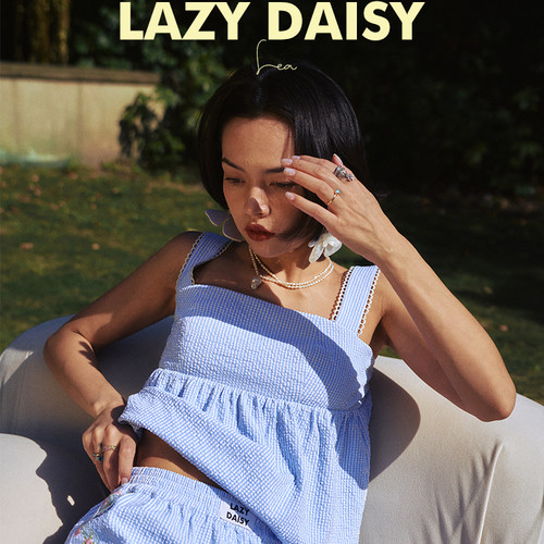 LazyDaisy泡泡棉格纹吊带家居服