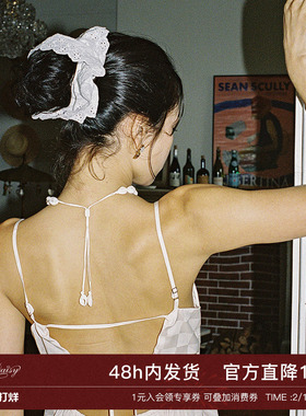 Lazy Daisy睡裙 Lily法式格纹缎面细吊带裙无袖性感露背睡衣裙女