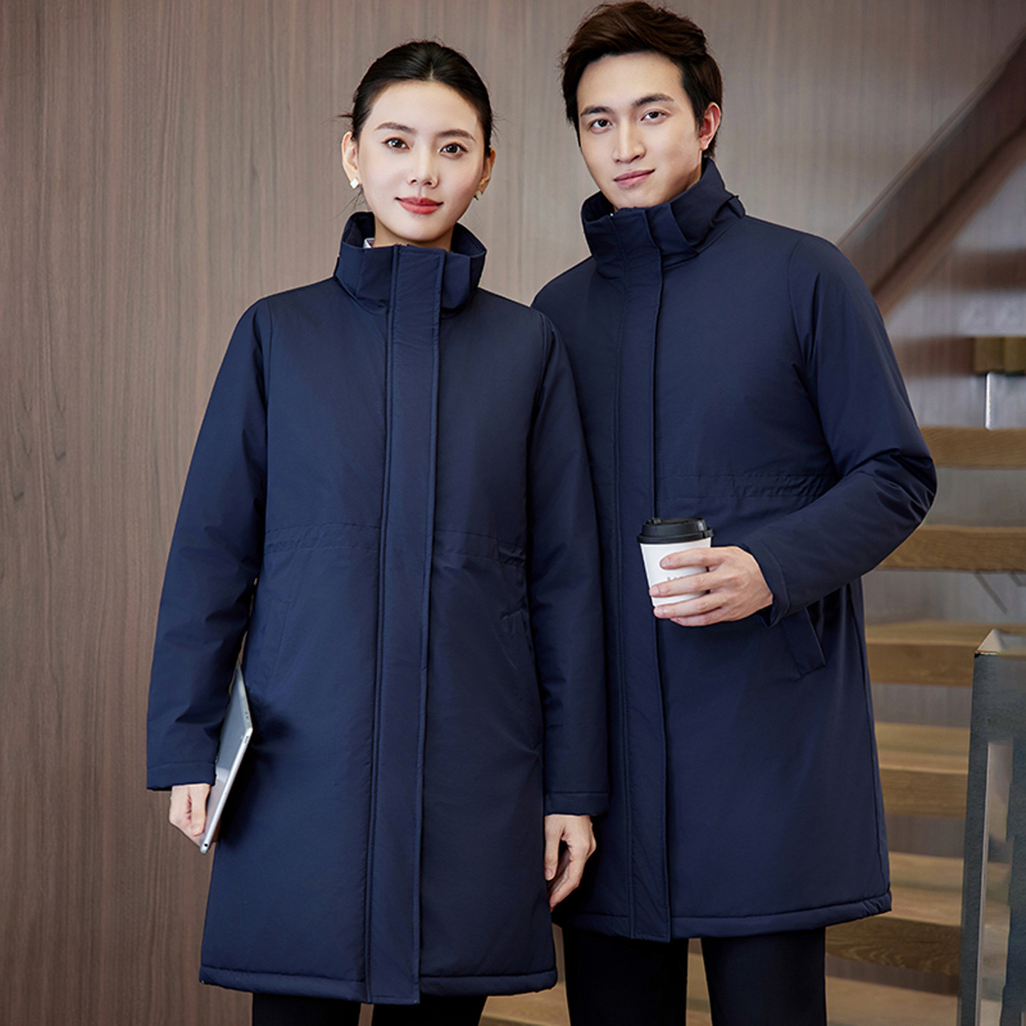 冬季职业装羽绒棉服工作服男女行政酒店物业客服棉衣工装定制logo