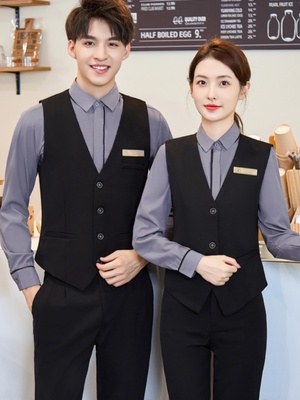职业西装马甲男女套装星级酒店前台服务员工作服餐饮Ktv酒吧工作