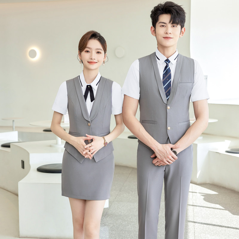 酒吧KTV服务员工作服职业马甲衬衫套装男女酒店前台接待工装制服