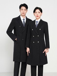 酒店4S店经理工作服中长款毛呢外套男女秋冬物业管理职业装呢大衣