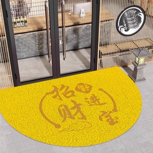 半圆形金色丝圈地垫招财进宝商铺门口脚垫家用进门入户防滑门垫