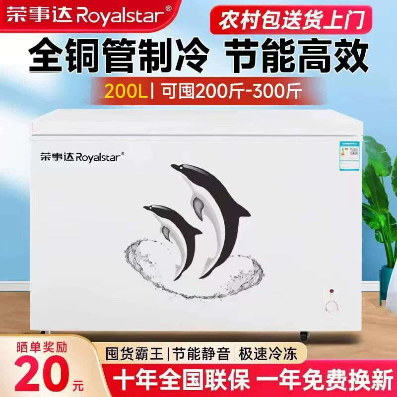 荣事达冰柜家用小型商用冷冻柜保鲜两用大容量节能省电速冻冷柜