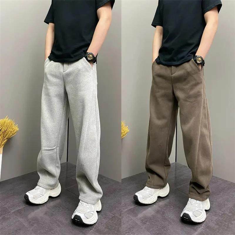 ROAD JASON品质服y饰店冬季加绒弯刀休闲裤男士宽松显瘦直筒运动