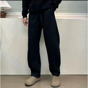 鑫順服飾百貨潮流男士純色休閒褲秋冬加絨加厚直筒顯瘦繫繩長褲男