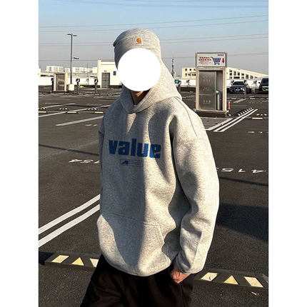 美式高街潮牌小众设计感连帽卫衣男款秋冬季加绒加厚宽松外套上衣
