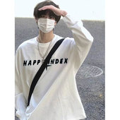 设计感小众潮牌宽松内搭休闲打底衫 纯棉长袖 t恤男秋冬季 加绒上衣