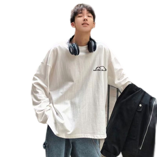 纯棉长袖t恤男2026新款秋冬季cityboy简约日系加绒保暖打底衫上衣