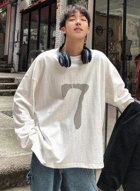 纯棉长袖t恤男2025新款秋冬季cityboy简约日系加绒保暖打底衫上衣