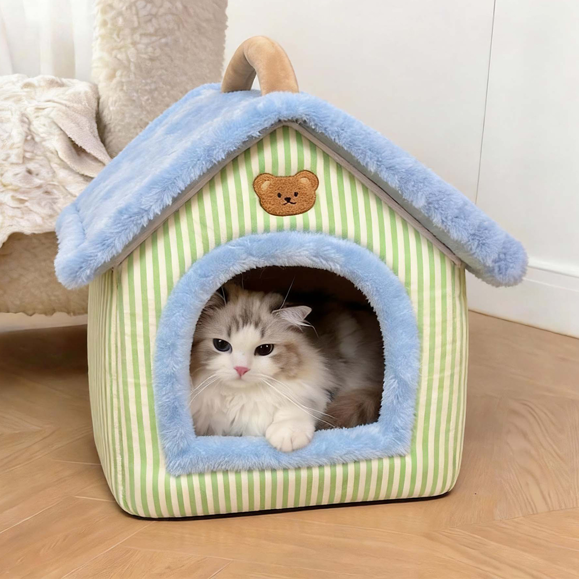 封闭式猫窝冬季保暖猫房子安全感可拆洗狗屋布偶英短小猫宠物狗窝