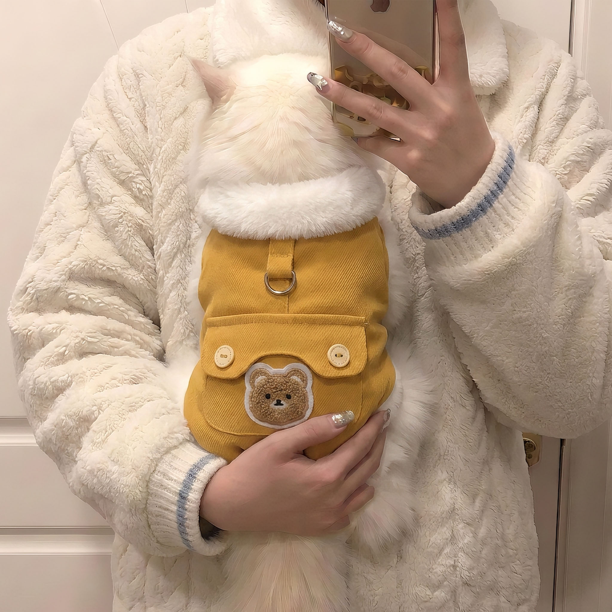 猫咪衣服秋冬防掉毛牛仔小熊马甲