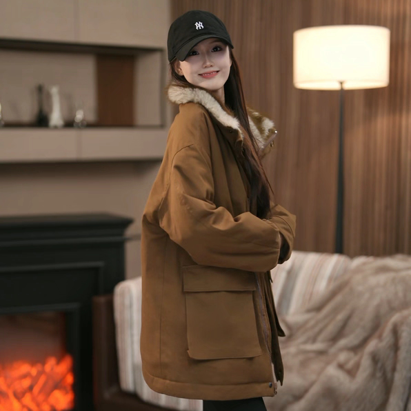 2025冬季新款休闲保暖亲子派克棉服男女同款加绒加厚冬季中长款