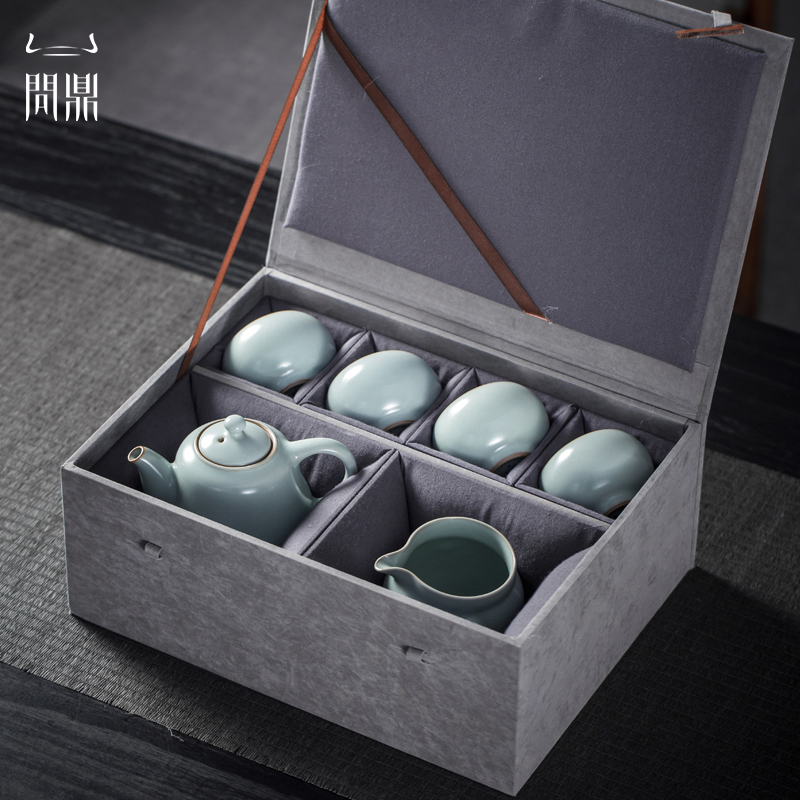 问鼎汝窑静之徐清套装功夫茶具套组家用喝茶景德镇陶瓷手工送礼盒