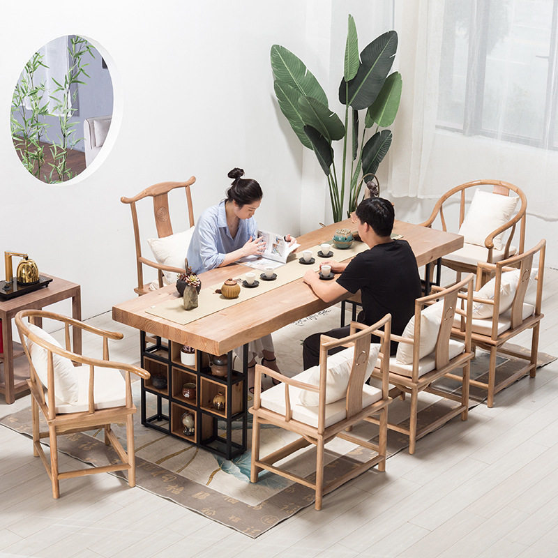 新中式实木茶桌椅组合茶几功夫茶台简约办公泡茶桌茶室接待桌
