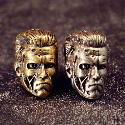 EDC纯黄铜刀坠终结者钥匙扣挂件伞绳坠白铜吊坠包包挂坠配件饰批