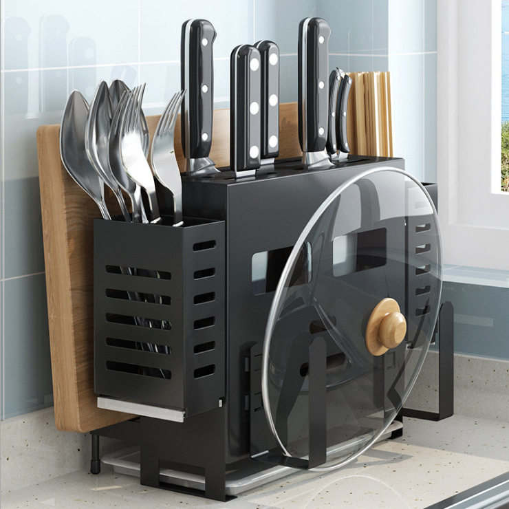 奥群厨房不锈钢用品刀具收纳架菜刀架筷子笼一体多功能置物架