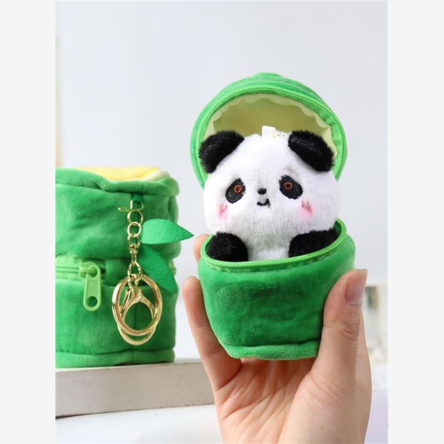 网红竹筒装熊猫公仔可爱