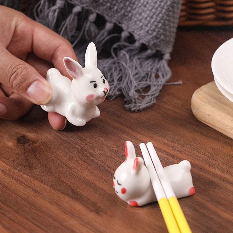 萌趣兔子陶瓷筷子架家用筷托 ins 风兔年吉祥餐桌小摆件餐具配件,餐饮具,筷子架,淘宝优惠券,粉丝福利购,淘宝优惠卷