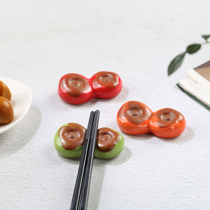 网红爆款柿子筷子架创意陶瓷筷托家用餐桌摆件寓意事事如意筷枕,餐饮具,筷子架,淘宝优惠券,粉丝福利购,淘宝优惠卷