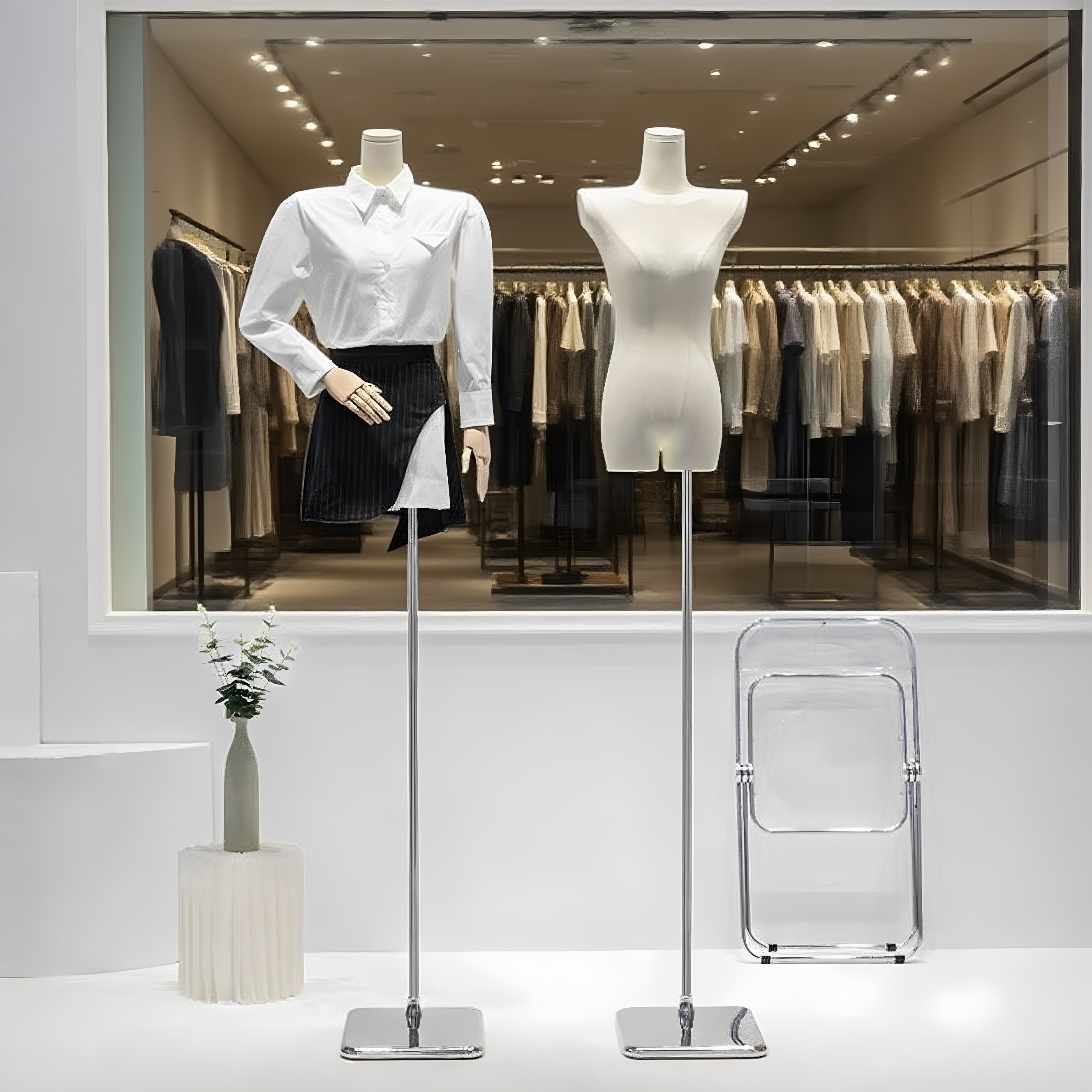 韩版大平肩模特道具女装人偶服装店橱窗耸肩直角肩全身模特展示架