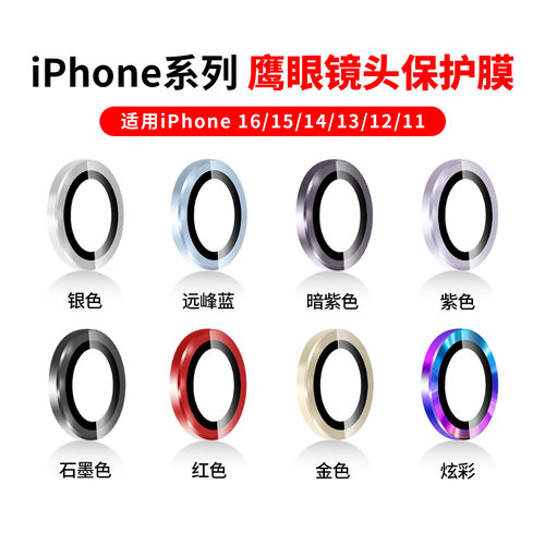 适用新款iPhone16Pro镜头膜苹果15ProMax手机镜头保护膜14后摄像头贴新13款康宁相机全包pm高清分体ip壳16por