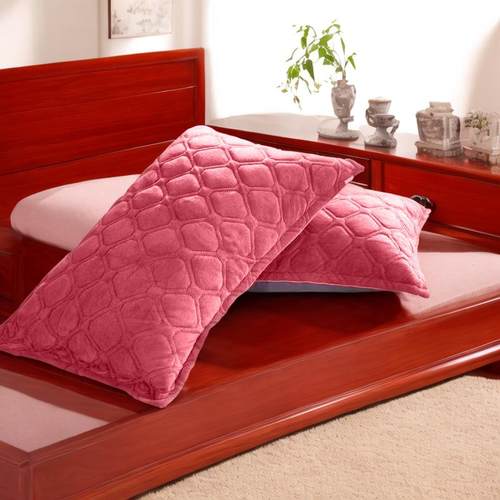 冬天珊瑚绒水晶绒枕头套一对加绒加厚保暖法兰绒枕皮毛绒枕头套子