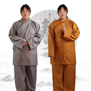 中长棉罗汉褂套装春秋冬季和尚尼姑师父短套短褂僧服小褂灰色黄色