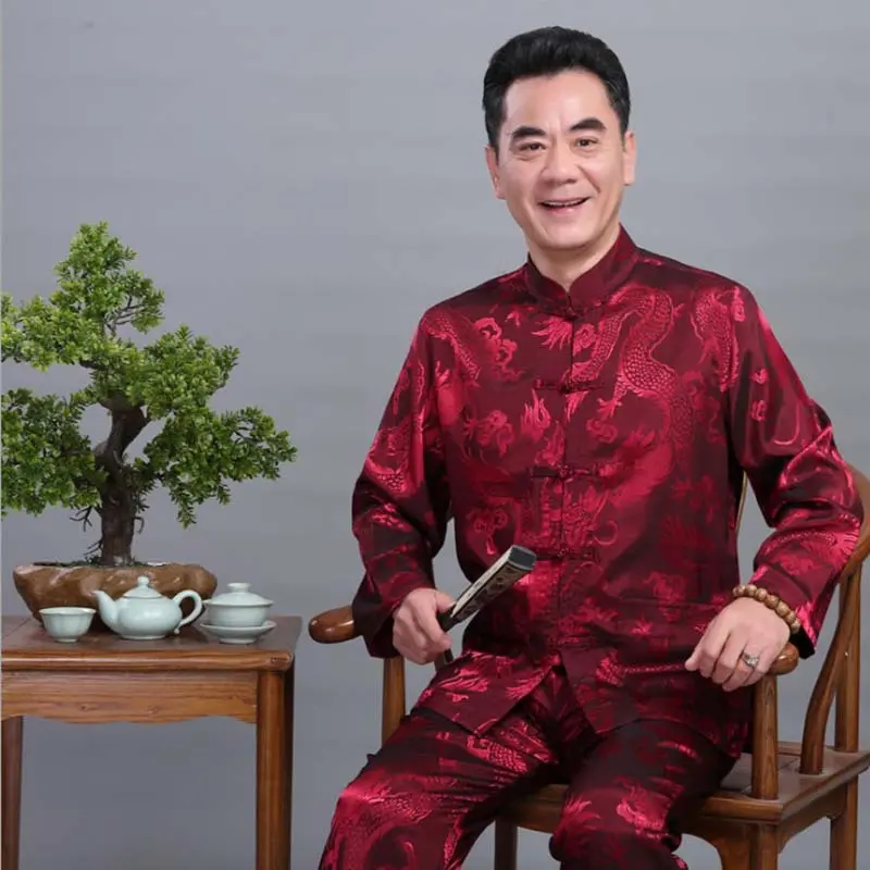 中唐装男套装中老年人生日祝寿