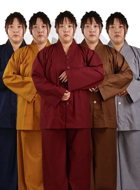 僧服小褂套装春夏秋季出家和尚尼姑短套短褂僧衣服男女款灰色黄色