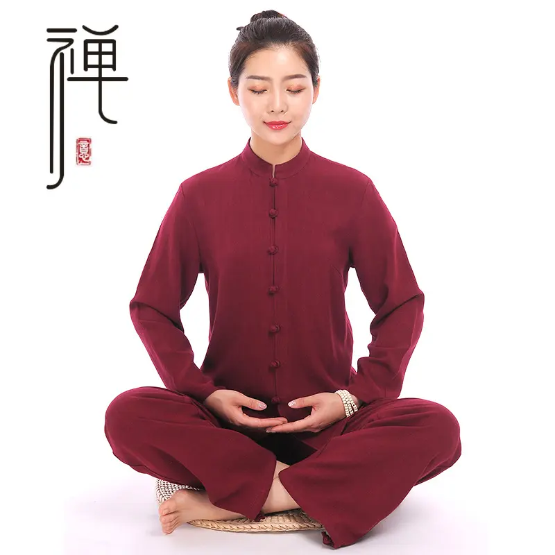 女士亚麻禅修服大码佛系居士服
