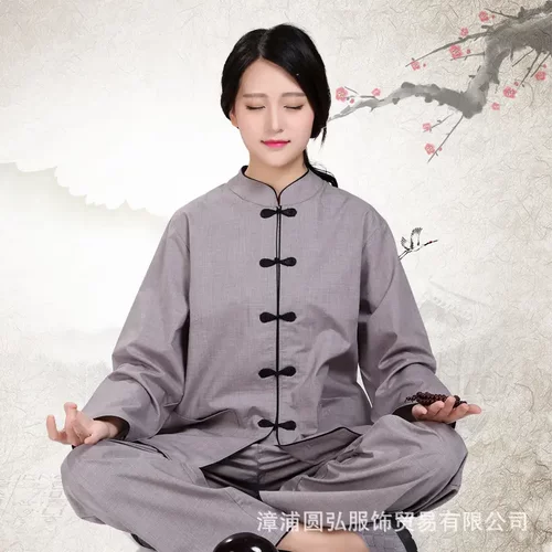 黑边居士服女款套装寺院佛衣