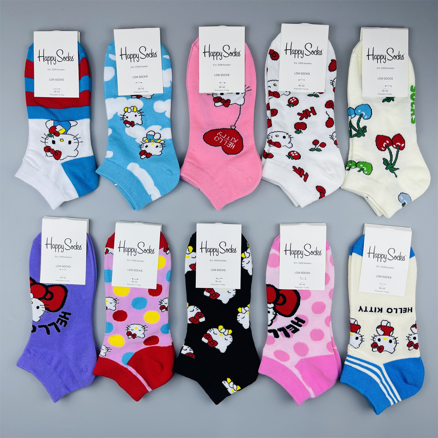 新happysocks短袜多巴胺彩色船袜