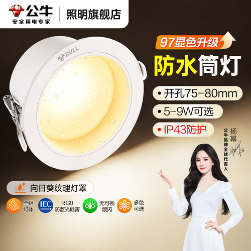 公牛防雾防水厨房卫生间吊顶筒灯