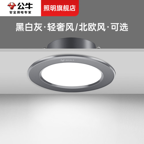 公牛铝材客厅LED灰色筒灯