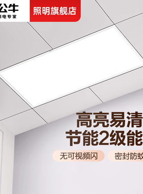 公牛300x600集成吊顶天花铝扣板灯30x60卫生间厨房LED平板照明灯