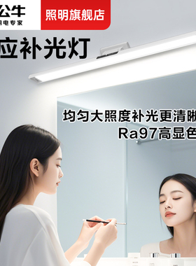 公牛镜前灯补妆卫浴补光洗漱台美颜镜柜灯专用镜子灯感应灯免打孔