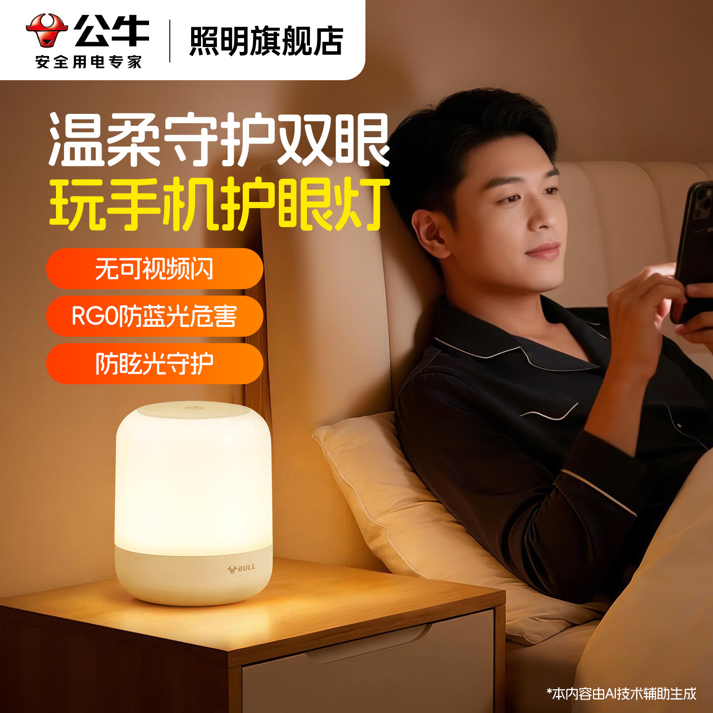 【防蓝光危害】床头玩手机护眼灯图片