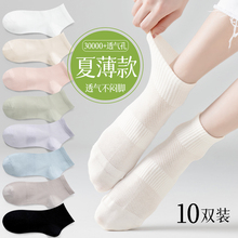 袜子女纯棉防脚气防臭薄款夏季女士中筒夏天网眼透气春秋吸汗短袜
